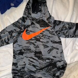Nike Kids Black and Orange Camo Hoodie